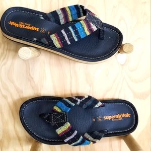 Superskunk Black Leather and textile thong Sandals-Serape EU 40